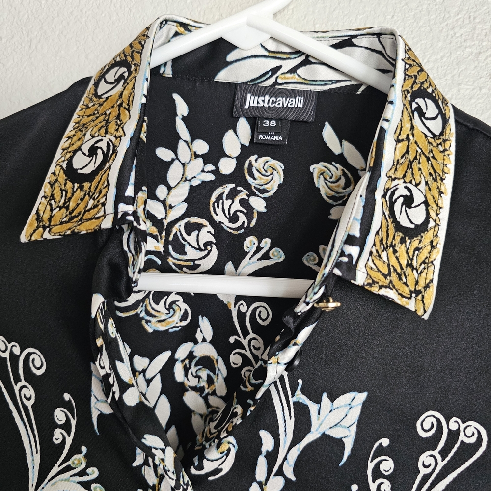 Just Cavalli Black and Gold Baroque Button Down Shirt - Picture 5 of 11
